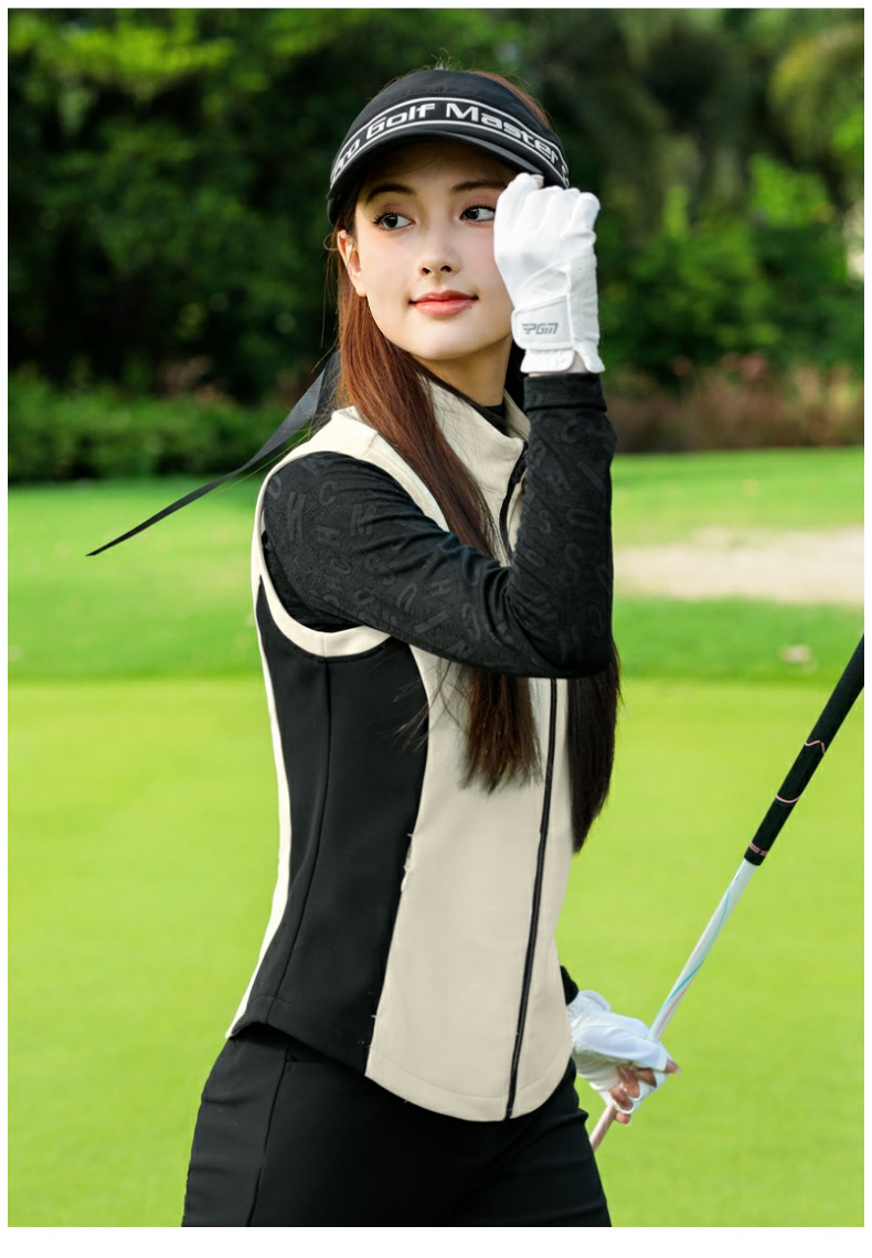 Áo vest nữ golf PGM thu đông hút ánh sáng giữ ấm, dây kéo vô hình, viền eo — Áo vest kaki [lớp lót hấp thụ ánh sáng và sưởi ấm/dây kéo vô hình/viền eo] YF846 chi tiết 18