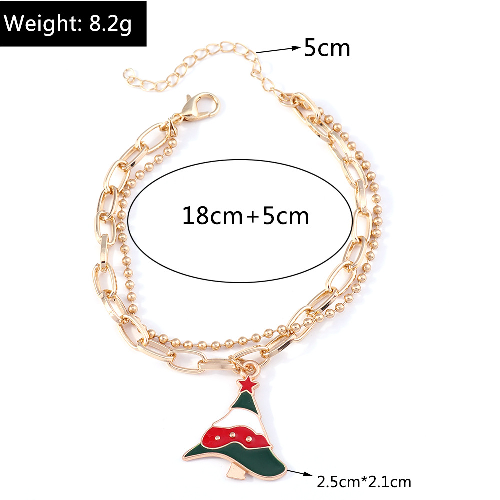 11g Weight Alloy Pendant Material Bracelets Classification Alloy Chain Material 1 Piece Quantity Holiday, Party Occasion Alloy Material Christmas Festival Christmas Tree, Santa Claus Pattern Women's Gender Enamel Design Cute, Simple Style Style Cute Simple Style Christmas Tree Santa Claus Alloy Chain & Link Bracelets Christmas Wholesale 8