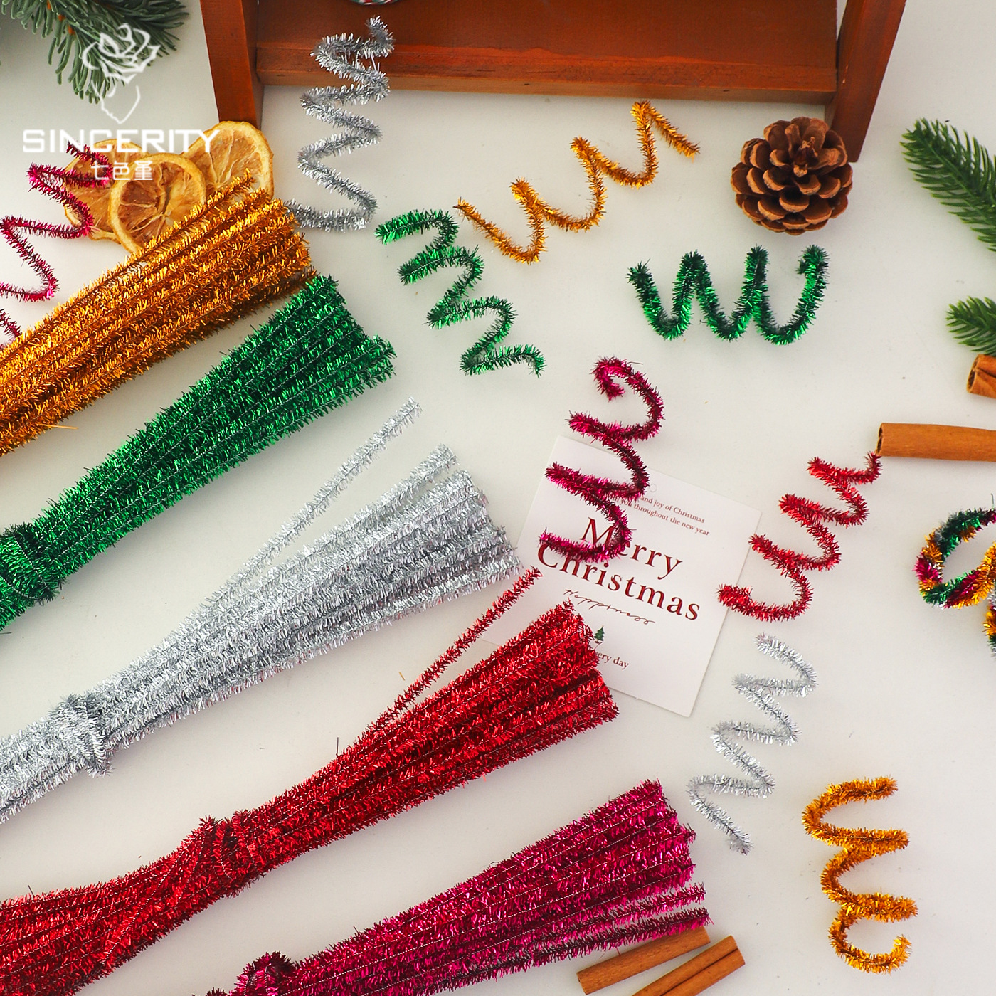 Navidad de siete colores cordier cebolla dorada twist stick diy hecha a mano accesorios de Navidad regalo embalaje de regalo