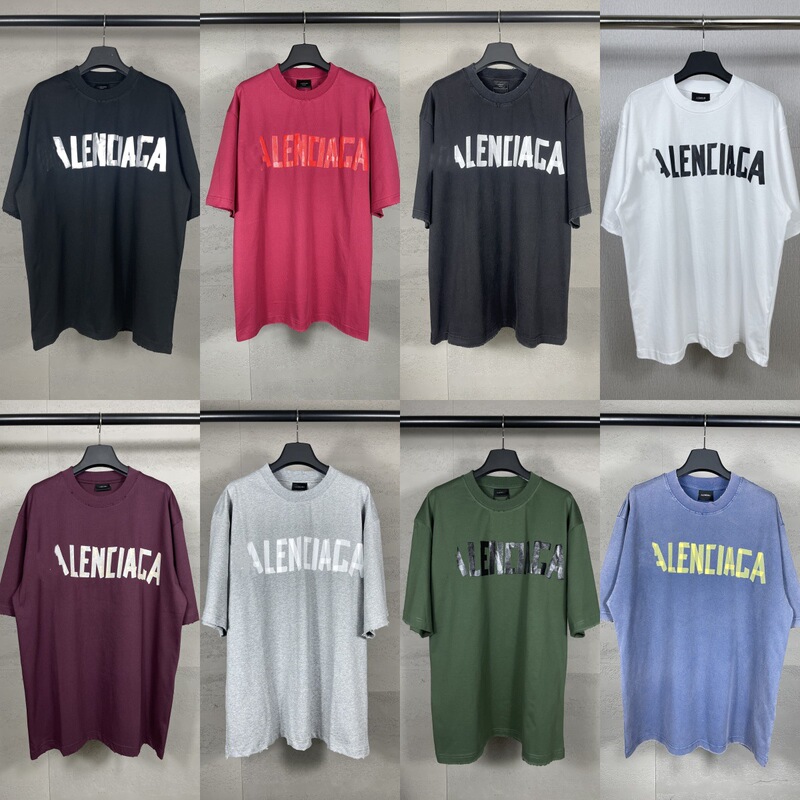 Cross-border Paris tide brand B 2025 new tape pulp printing garments washed worn old short sleeve T-shirt