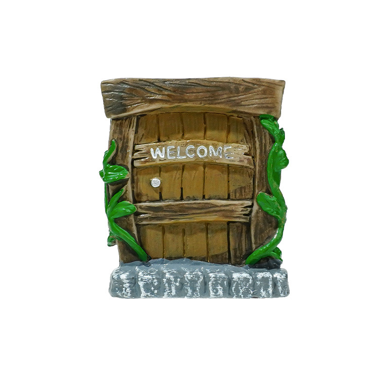 Simulación chic pequeña puerta de madera marco de fotos accesorios tanque de peces decoración del paisaje puertas y ventanas de resina psicológica bandeja de arena suministros puerta