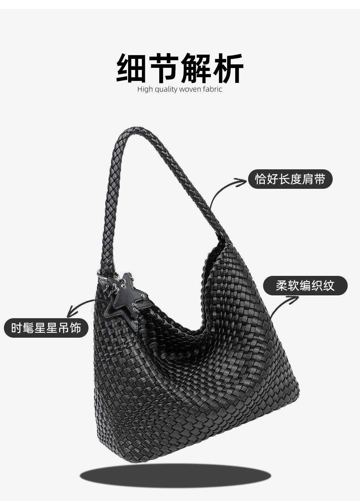 Túi tote vải dệt nữ cỡ lớn đi làm kiểu mới — đen chi tiết 9