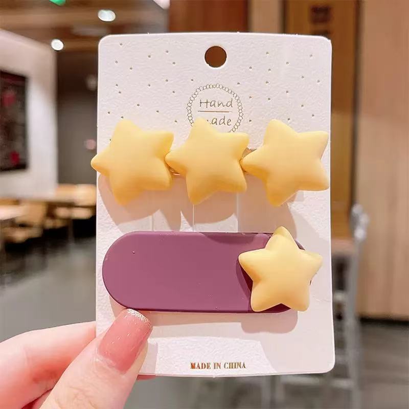 Japonés y coreano Linda horquilla estrella de cinco puntas horquilla flequillo joyería coreana amor caramelo color tocado clip accesorios para el cabello traje image 11