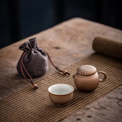 Mochi Chen Carbon Glaze Kiln Change Handmade Pot Travel Tea Set Portable Single Pot and Cup Outdoor One Person Ceramic Set