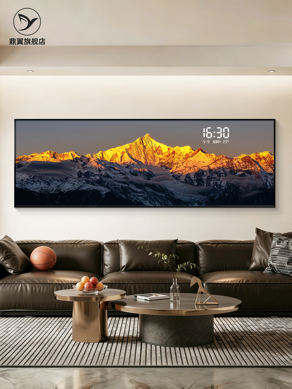 Sunlight on Golden Mountain Living Room Decorative Painting Modern Light Luxury Sofa Background Wall Hanging Painting High-End Clock Electronic Clock Landscape Sunlight on Golden Mountain Living Room Decorative Painting Modern Light Luxury Sofa Background Wall Hanging Painting High-End Clock Electronic Clock Landscape