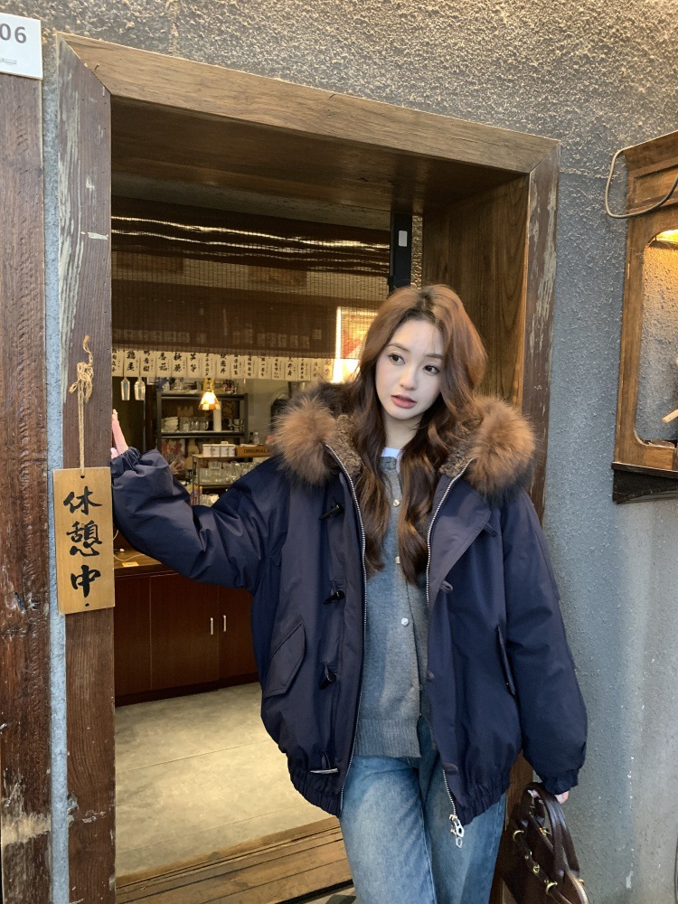 2025 nuevo abrigo de algodón transfronterizo de cuello de cabello de invierno para mujeres superando la tendencia de abrigo a prueba de frío de invierno