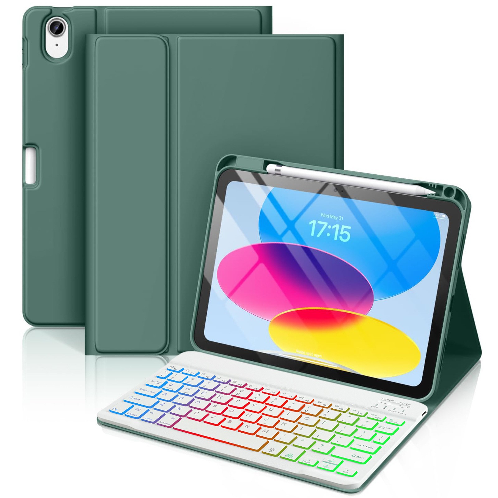 Funda con Teclado Bluetooth para iPad 10.9 Pulgadas Retroiluminado Magnético Desmontable con Ranura para Lápiz image 21