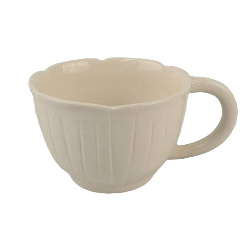 In stock in crema viento de encaje cerámica taza de gran capacidad taza de avena de desayuno sensación de diseño de apertura