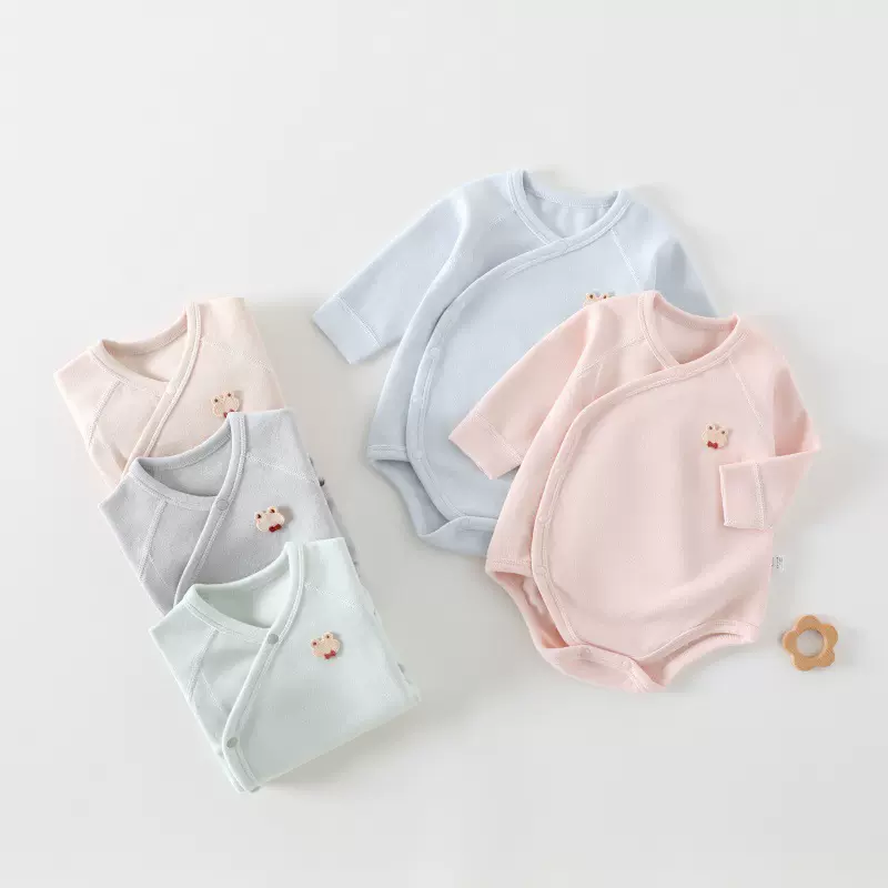 婴儿包屁衣A类舒绒秋冬季打底宝宝三角哈衣长袖无骨新生儿爬爬服