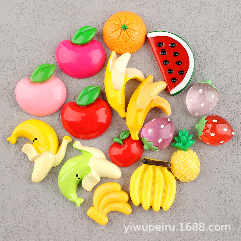 Resin Strawberry Hair Accessories Banana Fruit Wholesale Clog Shoe Accessories DIY Apple Material Pineapple Hairpin Accessories
