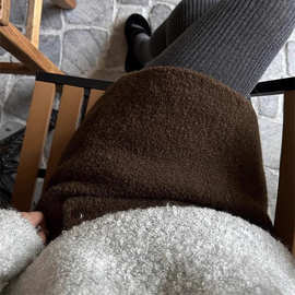 韩国chic秋冬复古气质侧边单排扣高腰百搭A字裙毛呢半身裙短裙女