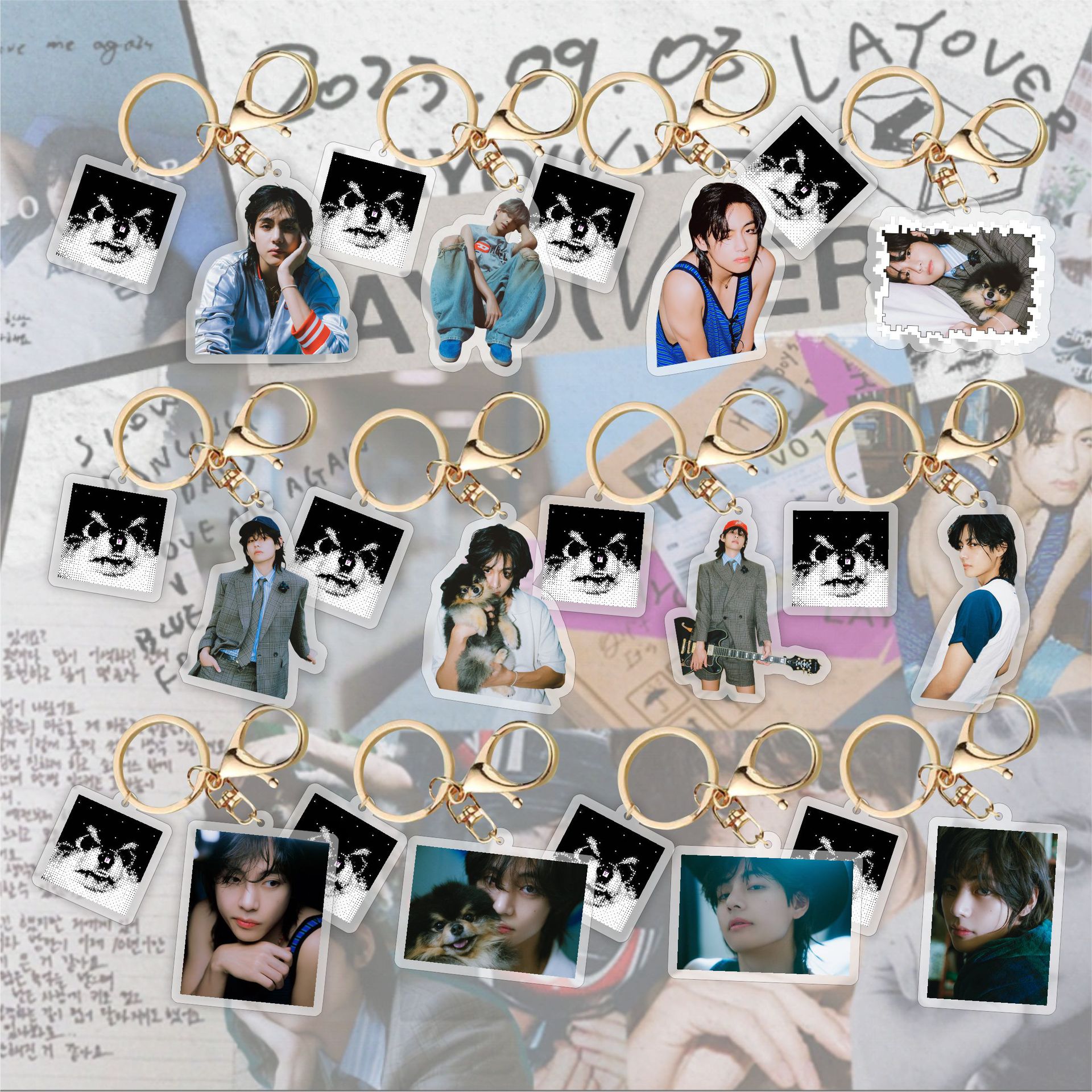 23年 V金泰亨 solo專輯新款 亞克力鑰匙扣掛件飾品明星周邊同款