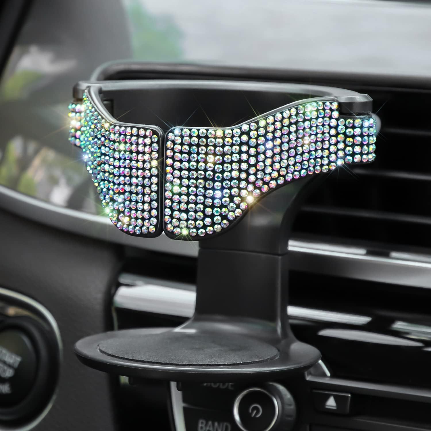 Car Rhinestone Water Cup Holder Car Rhinestone Tea Cup Holder Car Storage Rack with Drill Cup Holder Air Outlet Fixing Bracket