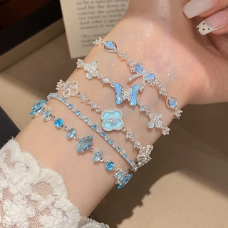 冰蓝花蔓~锆石蝴蝶结镂空手链时尚精致气质手环轻奢高级感手饰女