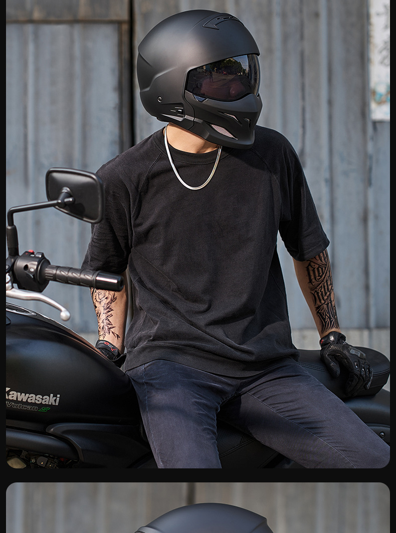 3C Retro Motorcycle Helmet Full Helmet Electric Motorbike Scooter Helmet