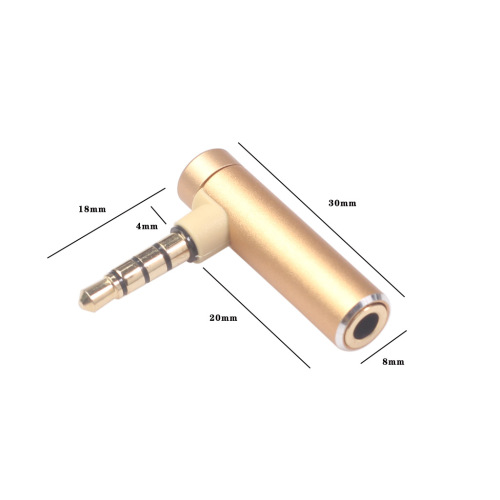 Cross-border aluminum alloy shell gold-plated plug 3.5mm male to female 90 degree turning head mobile phone computer adapter