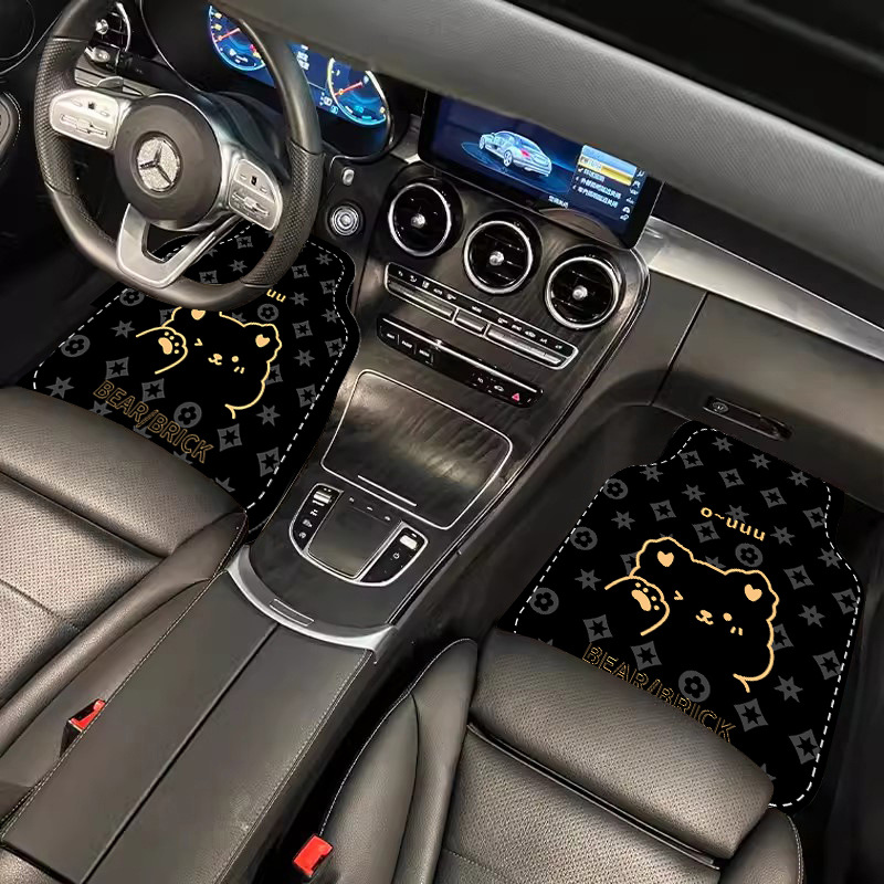 Cartoon Car Floor Mats, Universal Anti-Slip Foot Mats for the Main and Passenger Seats, Stain-Resistant and Easy to Clean, Cuttable Mats in the Car
