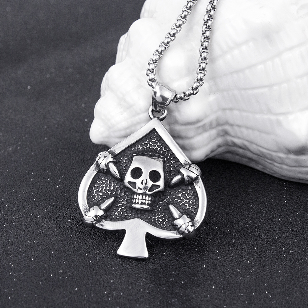 1 Piece Retro Skull Titanium Steel Stoving Varnish Unisex Pendant Necklace