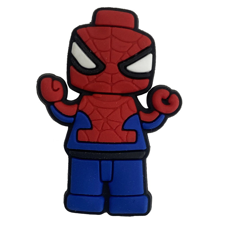 Superhéroe Spider-Man serie Anime agujero zapatos accesorios de jardín zapato flor accesorios de DIY Flor de zapato extraíble