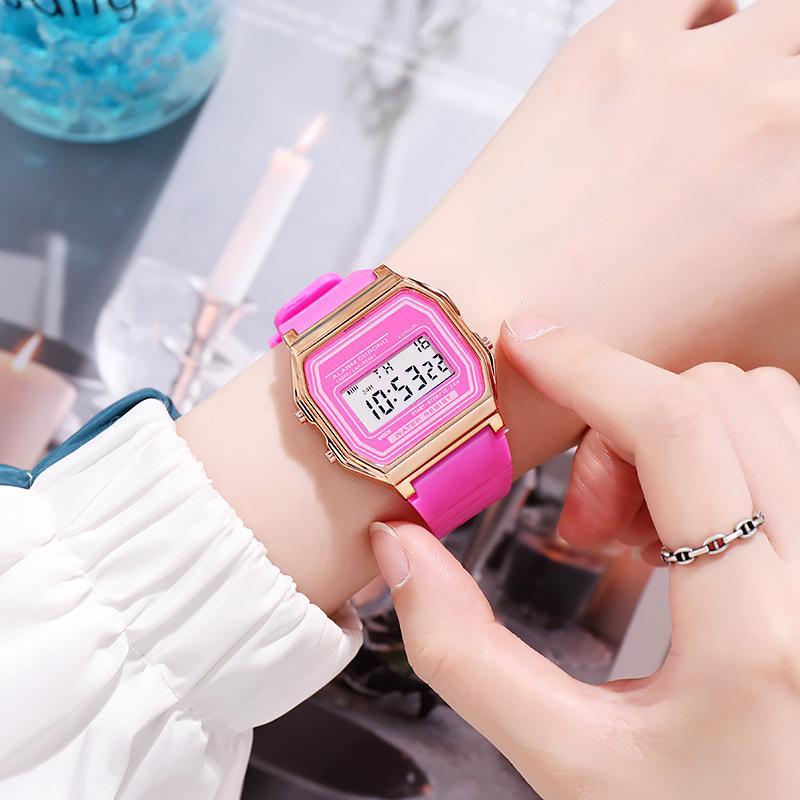 Comercio exterior Venta caliente de plástico galvanoplastia F91 reloj despertador reloj electrónico campus estudiante reloj de sincronización A10055 plástico azúcar