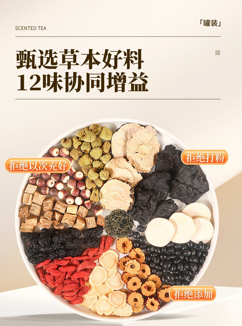 Ginseng Polygonatum Tea Wubao Herbal Tea 15 Cans 285g Daily Wellness Brew key features