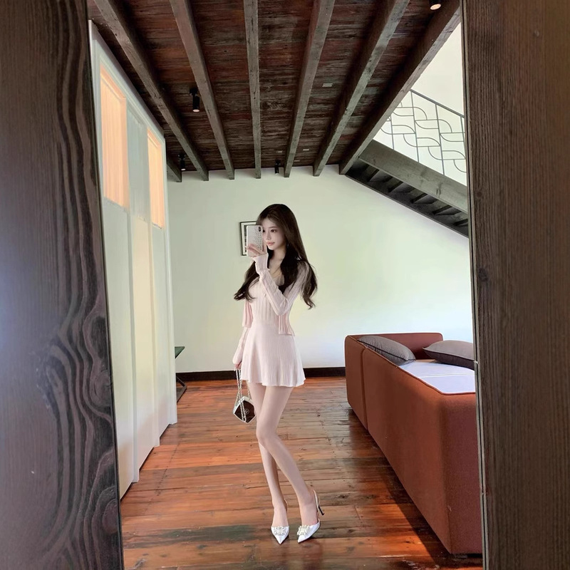 Ruo Yuの甘い雰囲気の韓国女性のホルターネックベストカーディガンとスカートスーツ、夏の新しいスタイル|undefined