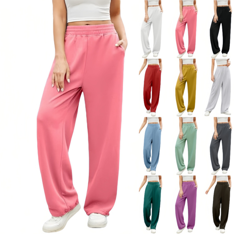 Amazon European and American Cross-border Women's Loose Sports Pants Wide Leg Drawstring Sports Jogging Casual Pants with Pocket Amazon European and American Cross-border Women's Loose Sports Pants Wide Leg Drawstring Sports Jogging Casual Pants with Pocket