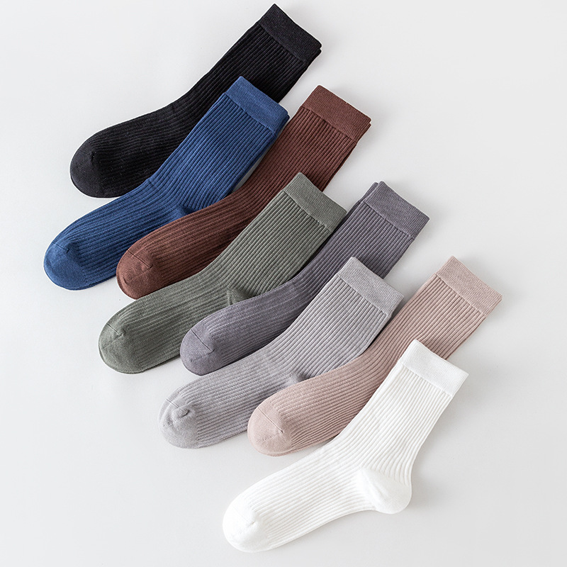 Calcetines de algodón de doble aguja de imitación sin reposapiés para hombres calcetines de algodón de cien calcetines de algodón de todos los partidos medias de media pantorrilla calcetines de negocios al por mayor