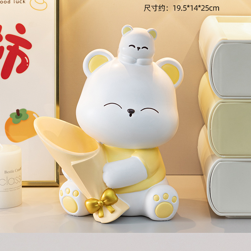 단일 포옹 곰 들고 꽃-노란색 큰