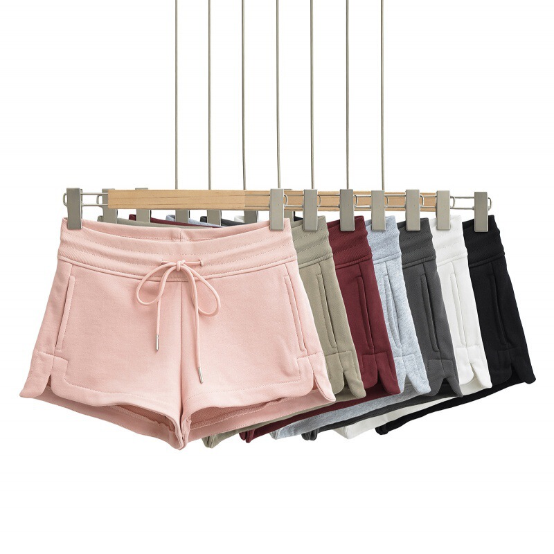 2025 Summer Early Spring New Low Waist Spice Girl Drawstring Wide Leg Hot Pants Women's Casual Slimming Straight Sports Shorts for Women 2025 Summer Early Spring New Low Waist Spice Girl Drawstring Wide Leg Hot Pants Women's Casual Slimming Straight Sports Shorts for Women