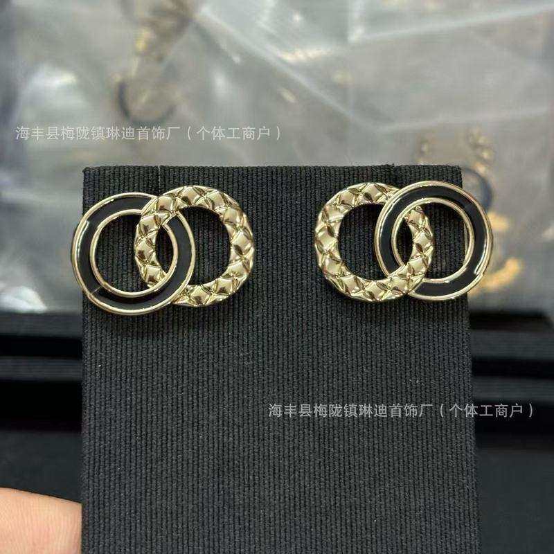 新款香家法式花朵名媛宫廷光面镶钻字母珍珠耳钉耳环耳饰品潮|undefined
