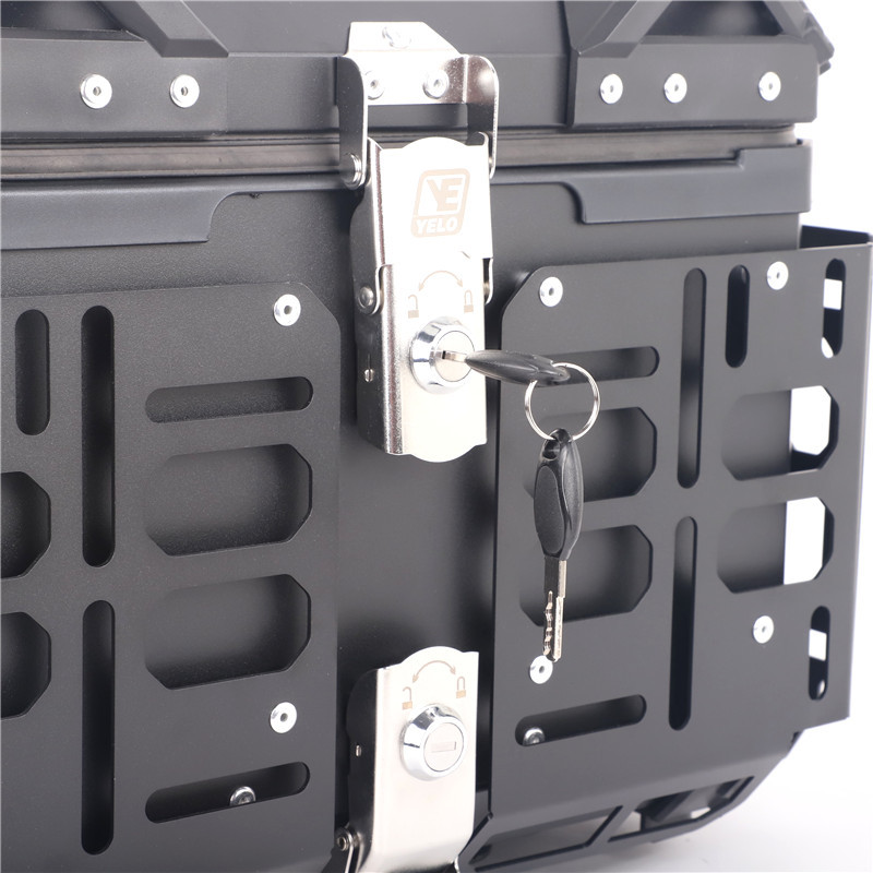 45L Motorcycle Armored Tail Box, Aluminum Alloy Tail Box, 55L Multifunctional Portable Trunk with Base Plate for Electric Vehicles