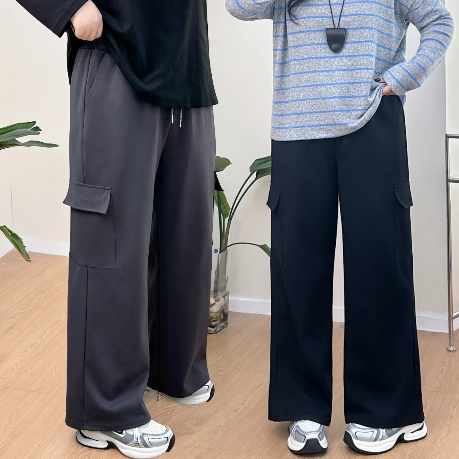 胖MM大码2025秋冬新款女装韩版时尚百搭休闲工装直筒裤 z60  6274