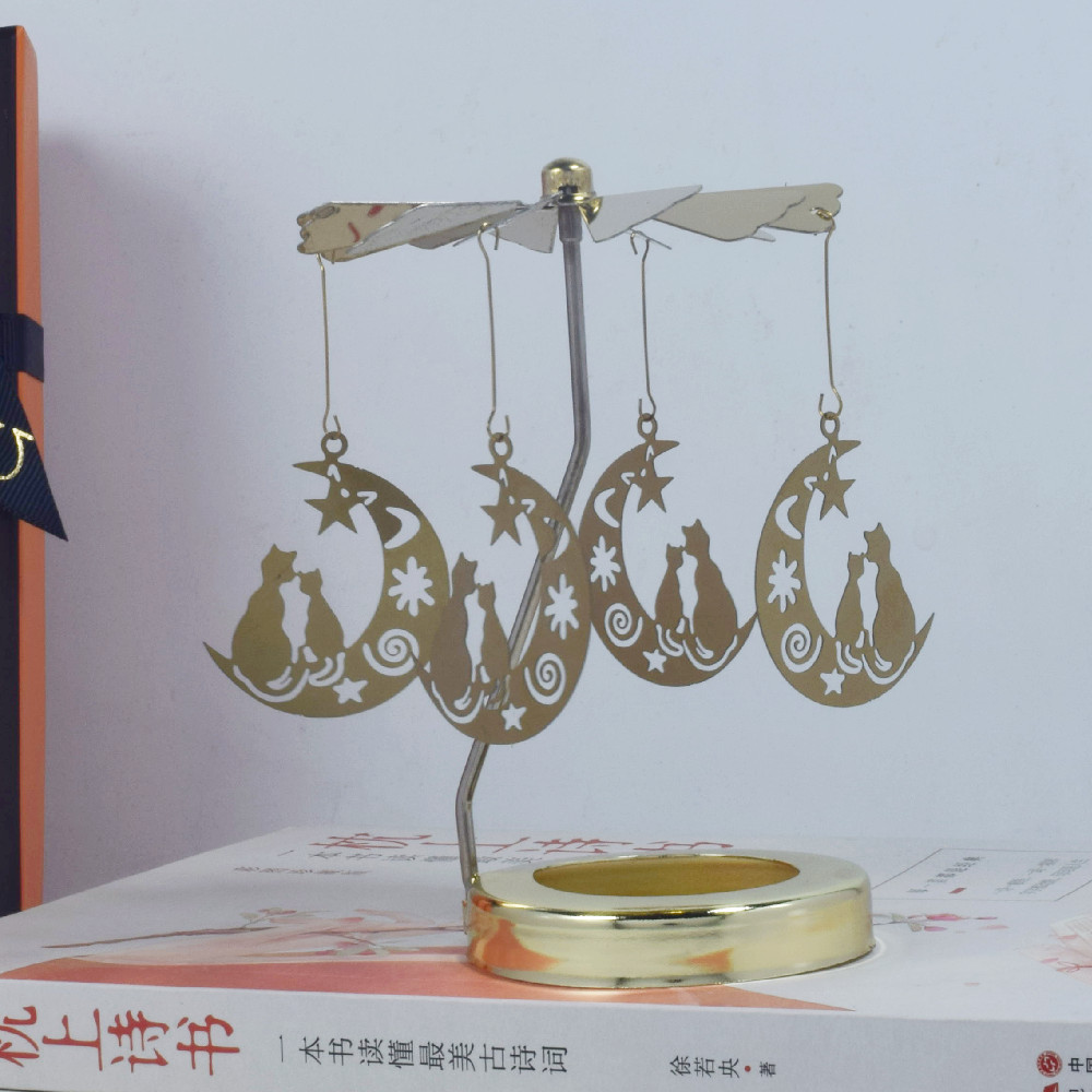 Profesional INS Amazon fabricante romántica aromaterapia vela de vidrio cubierta inteligente giratoria de acero inoxidable candelabro linterna