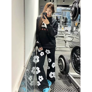花朵休闲裤男宽松直筒休闲裤2026潮男直筒裤子百搭ins港风潮女裤