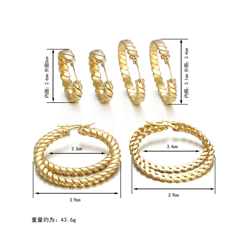 European And American Fashion Twisted Wire 14k Titanium Steel Earrings Wholesale display picture 1