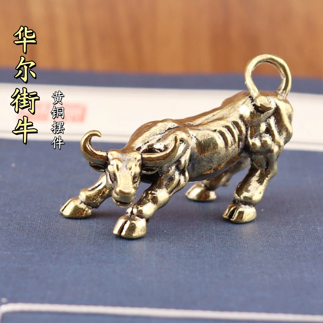 Латунный бык из Уолл-стрит, бык-зодиак, величественное украшение для дома, чайный питомец, настольное декоративное изделие.