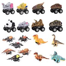 跨境侏罗纪恐龙回力车 轨道车恐龙动物模型车霸王龙车 儿童小玩具