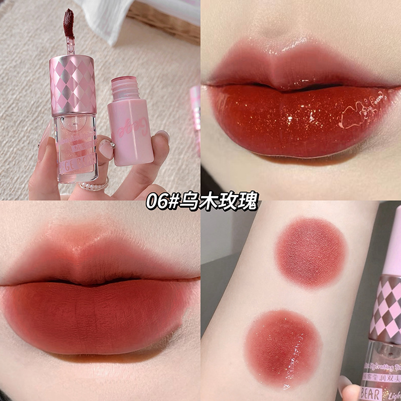 Gege bear Goge bear niebla doble esmalte de labio espejo desnudo otoño invierno blanco impermeable no es fácil de descolorar