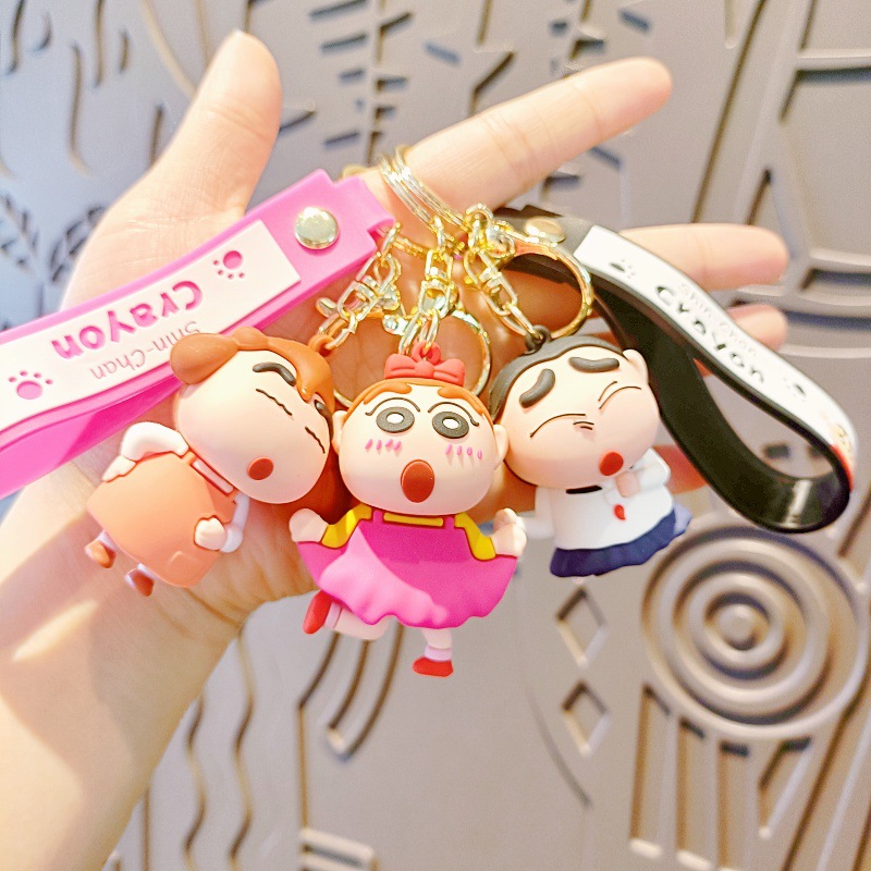 Cross-dressing Crayon Shin-chan Cartoon Keychain Cute Doll School Bag Pendant Claw Machine Small Gift Car Key Chain