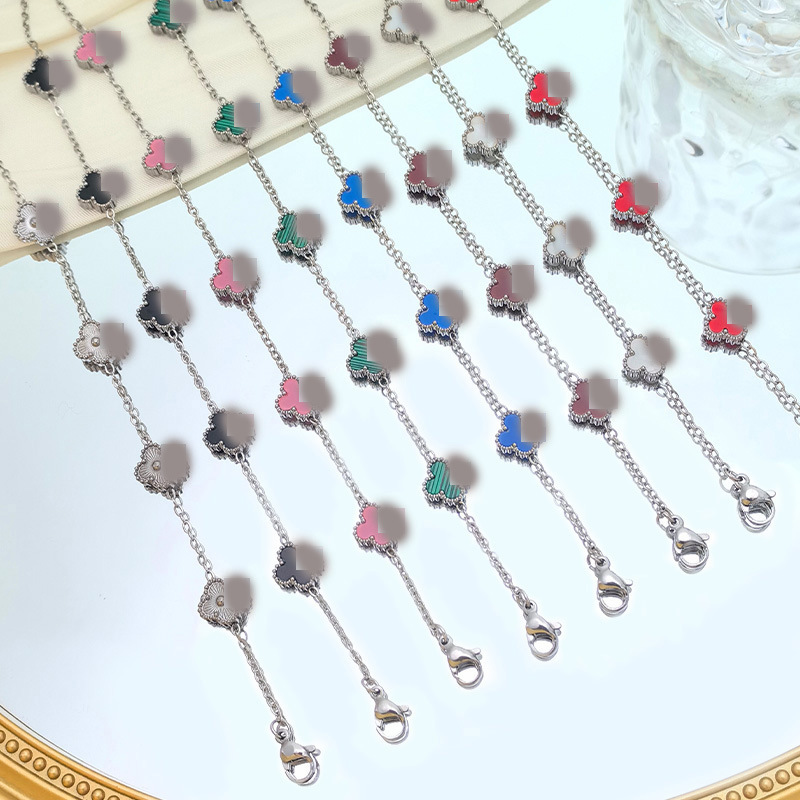 Cross-Border 9mm Lucky Four-Leaf Clover Bracelet, Light Luxury, Versatile, Niche Design, Clavicle Chain, Titanium Steel Bracelet, Factory Direct Sale