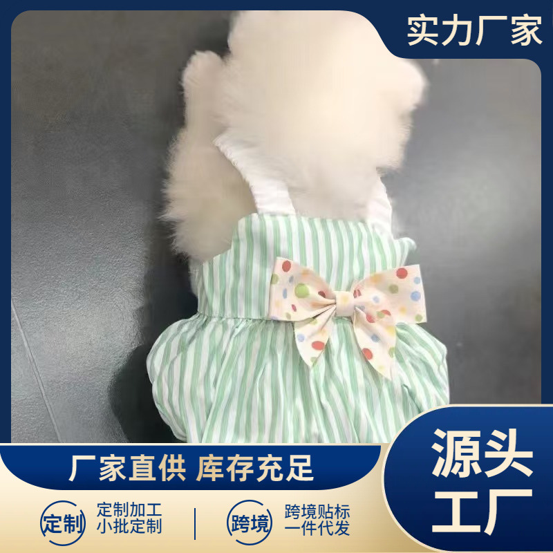 애완견과 고양이 봄 여름 옷 얇은 리본 도트 서스펜더 퍼프 스커트 개 비숑 테디 옷