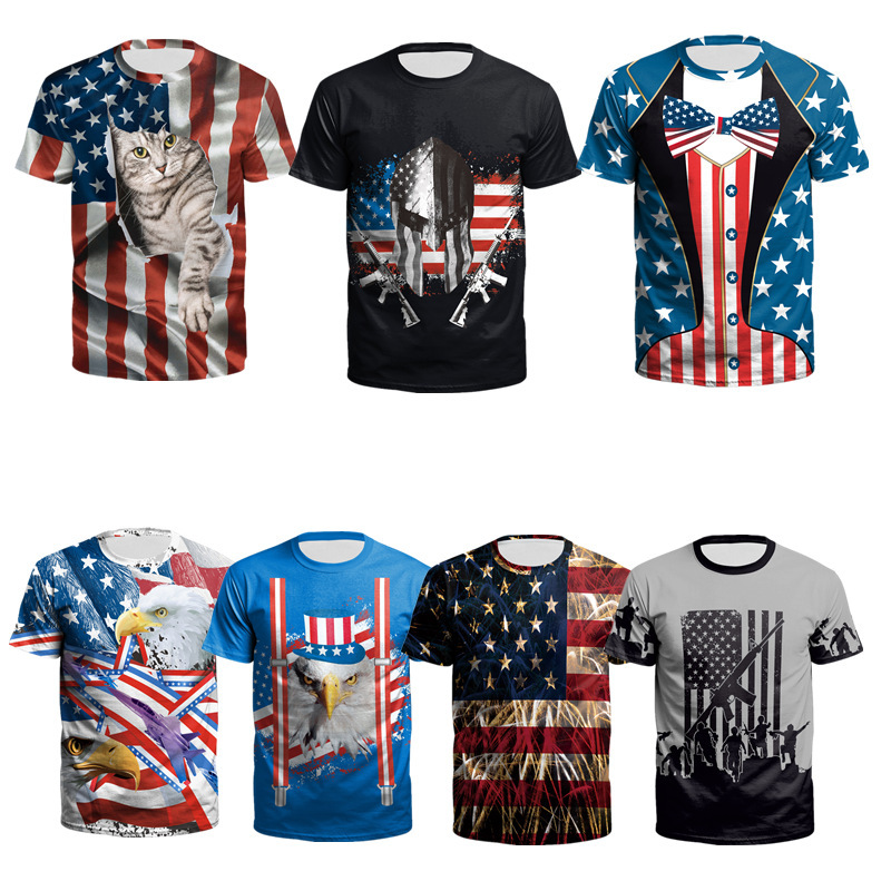 New July 4, 1776 USA Independence Day loose short sleeve 3D digital printing casual men's T-shirt