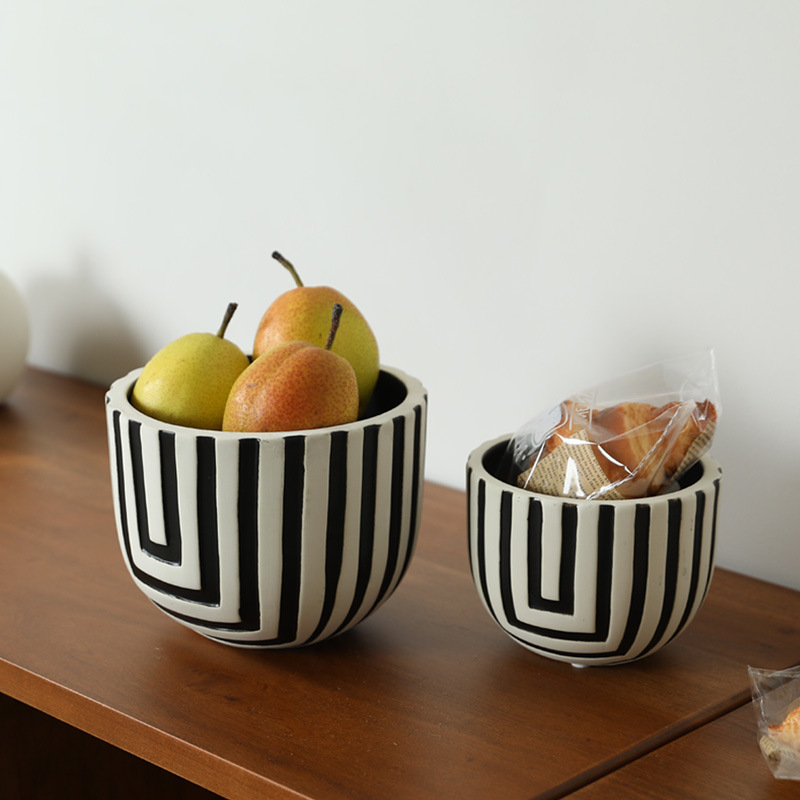 Tazón de fruta de cerámica creativa de alto valor de estilo nórdico, tanque de almacenamiento y almacenamiento minimalista moderno, decoración suave de la sala de estar