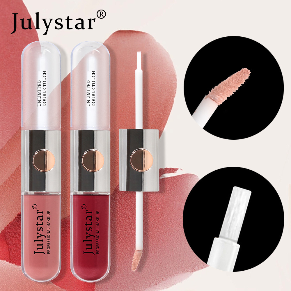 Julystar Beauty's double-head mirror lip gloss is easy to apply and does not fade or stick to a cup of water undefined
