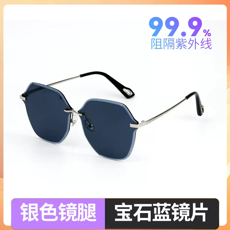 网红紫外线同款新款女士气质边框多边墨镜舒适时尚太阳镜太阳眼镜