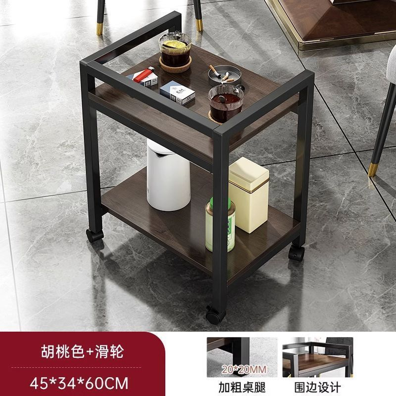 Mesa de mahjong, tabla de té, estante de té de doble capa, estante de almacenamiento especial para sala de ajedrez y tarjetas, mesa de té móvil