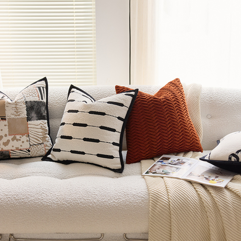 Ins ondas de punto línea abraza almohada cubierta dormitorio sofá sala de estar cubierta de almohada cuadrada moderna simple cojín desmontable