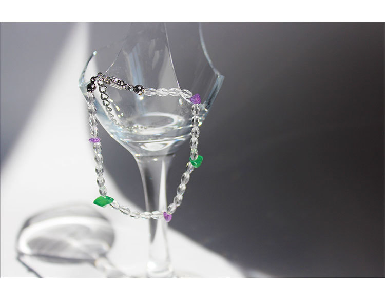 Koreanische frische Mori transparente Kristall perlen Schlsselbein kette Nischen Design Sinn Stein Halskette das gleiche Armband 614picture2