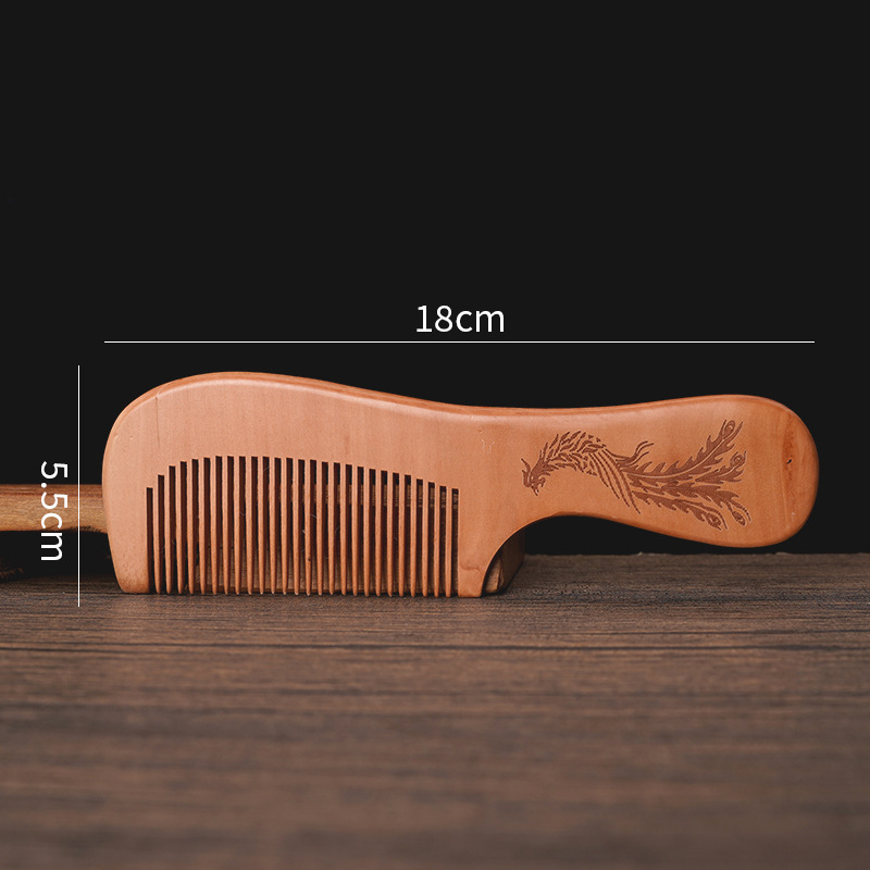 桃の木の櫛ロングハンドル細歯ストレートヘアコーム木製櫛ギフト桃の木の櫛ポータブル初年度ギフト木製櫛彫刻ロゴ輸出|undefined